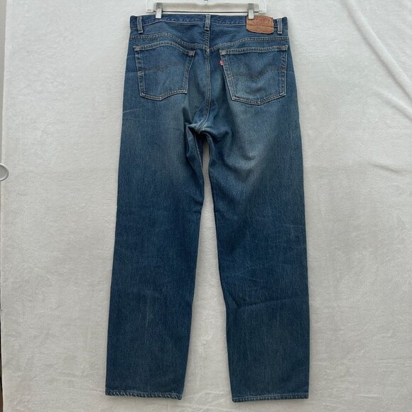 Vintage Levis 501 Jeans Mens 38x32 (36x31) Blue Straight Leg Button Fly Whisker - Picture 14 of 14